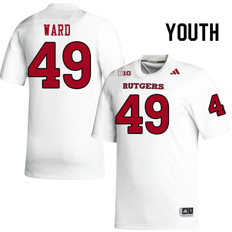 Youth #49 Evan Ward Rutgers Scarlet Knights 2024 College Football Jerseys Stitched-White